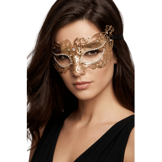 Masque vénitien Alba rigide doré avec strass - Oralove