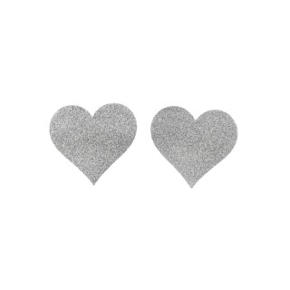 Paire de cache tétons adhésifs cœur pailleté blanc - Oralove