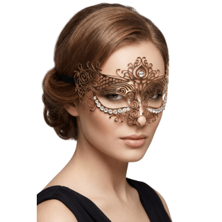 Masque vénitien Ornella rigide doré avec strass - Oralove