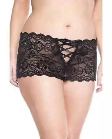 Shorty black plus size with lace open on the buttocks - ML10018XBLK