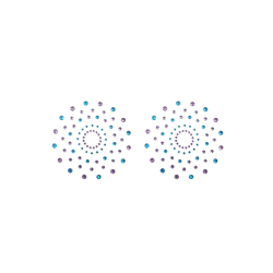 Paire de cache tétons adhésifs strass bleu et violet