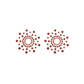 Paire de cache tétons adhésifs strass rouge - Oralove