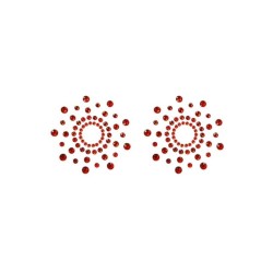 Paire de cache tétons adhésifs strass rouge