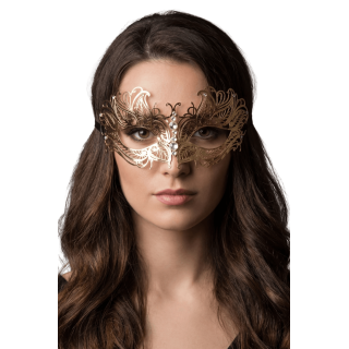 Masque vénitien Greta rigide doré avec strass - Oralove