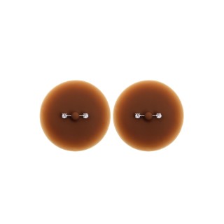 Paire de cache-tétons piercing barre faux diamant peau foncée - Oralove