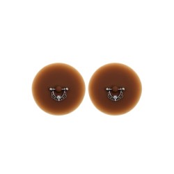 Paire de cache-tétons piercing barre demi-anneau faux diamant peau foncée