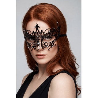 Masque vénitien Lucia rigide noir avec strass - Oralove