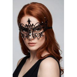 Masque vénitien Lucia rigide noir avec strass