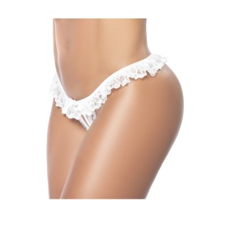 Culotte ouverte blanche avec froufrou en dentelle - Oralove