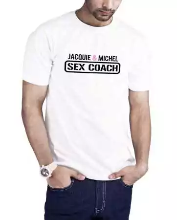 Maglietta bianca "Sex Coach" - Jacquie et Michel