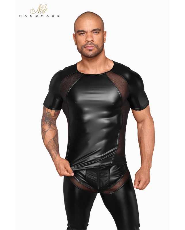T-shirt wetlook et filet H056