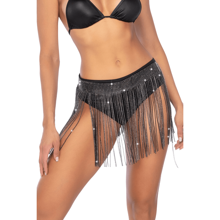 Jupe glamour à franges ornée de strass - Mapalé - Oralove