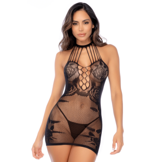 Robe en résille noire florale - Mapalé - Oralove
