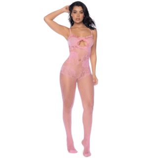 Combinaison en résille rose ajourée - Oralove