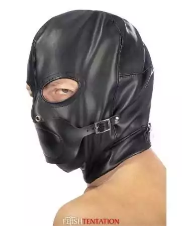 Cagoule BDSM de couro sintético com mordaça removível - Fetish Tentation