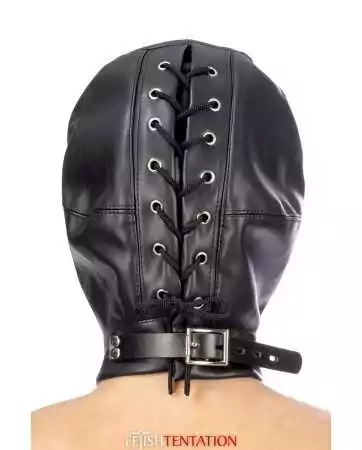 Cagoule BDSM de couro sintético com mordaça removível - Fetish Tentation