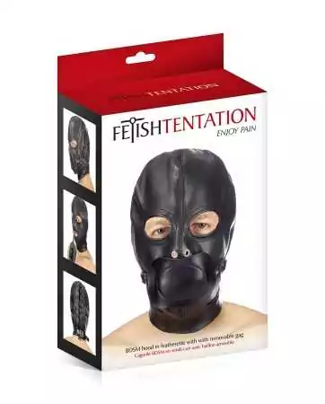 BDSM faux leather hood with removable gag - Fetish Temptation