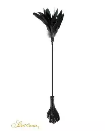 Mini hand whip with black feathers - Sweet Caress