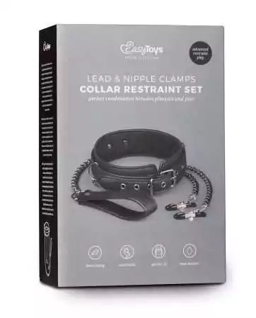 Collier cuir avec chaînes de seins - Easytoys Fetish Collection