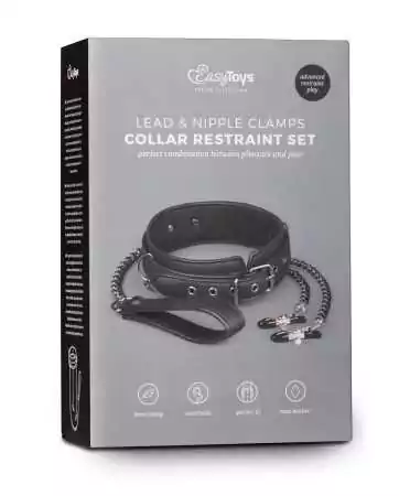 Leather collar with breast chains - Easytoys Fetish Collection