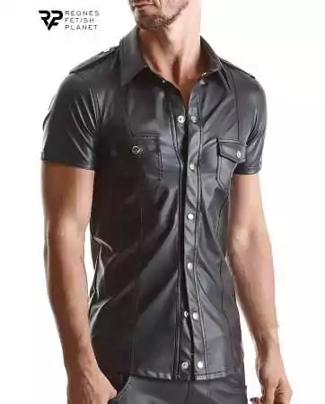 Camisa de mangas curtas em wetlook preto Luca - Regnes