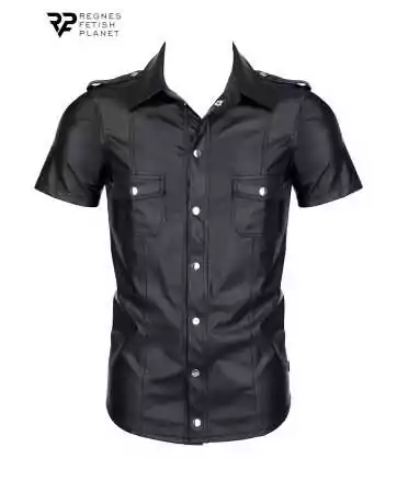 Short-sleeved wetlook black shirt Luca - Regnes