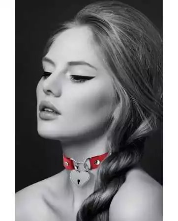 Collana rossa con lucchetto a forma di cuore - Bijoux Pour Toi