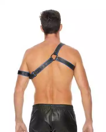 Blue and black Gladiator harness - Ouch!