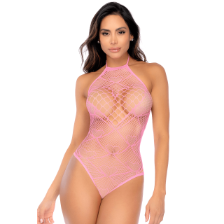 Body rose en résille à motif cœur - Mapalé - Oralove