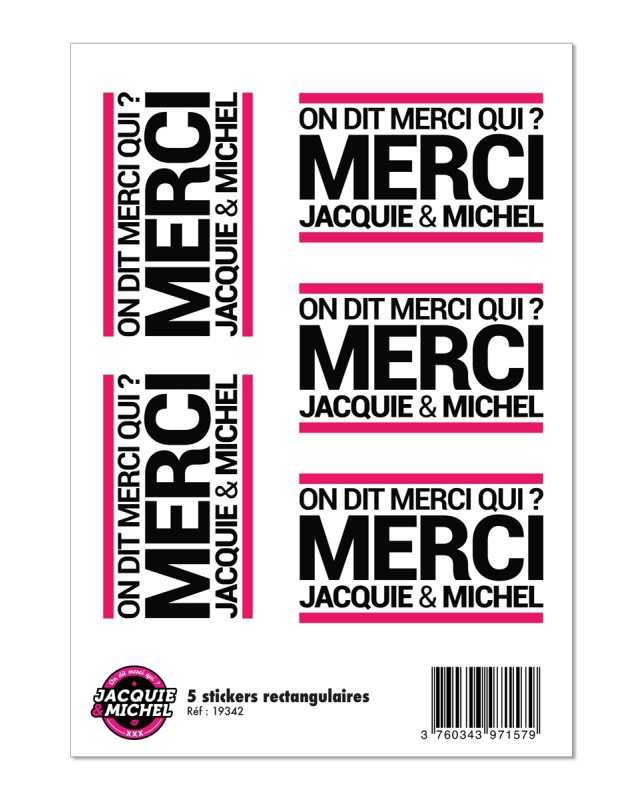 5 stickers J&M blanc logo rectangle