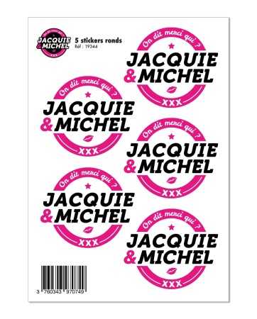 5 stickers J&M blanc logo rond