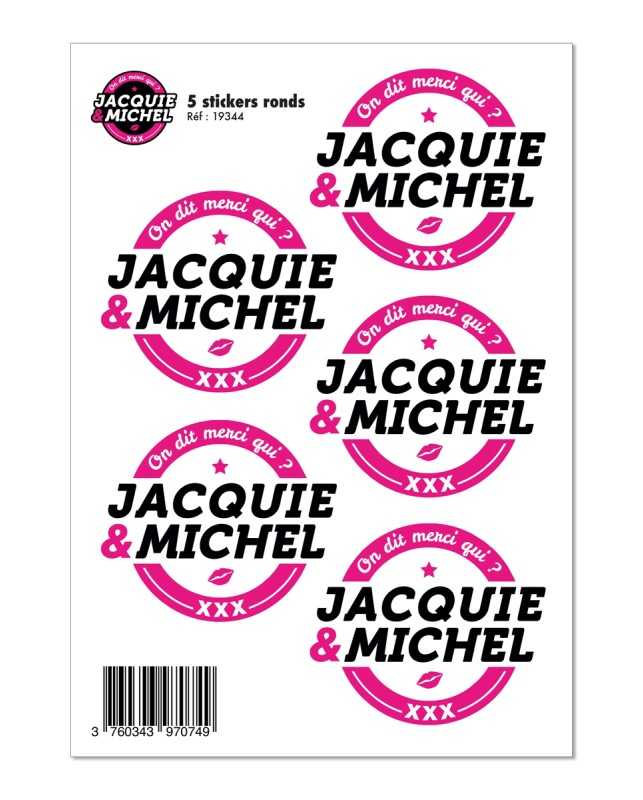 5 stickers J&M blanc logo rond