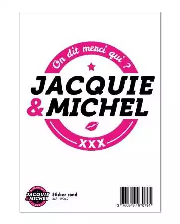 Great round white sticker Jacquie & Michel