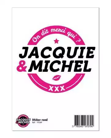 Grand sticker Jacquie & Michel rond blanc