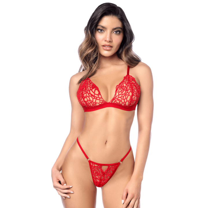 Ensemble sexy 2 pièces en crochet tricoté avec haut ajustable et string - Oralove