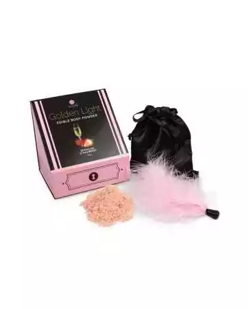 Edible sparkling wine powder kit with strawberry flavor and tickler - Secret Play