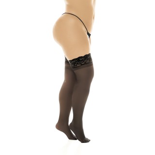 Bas en nylon sexy noir, grande taille, autofixant - Oralove