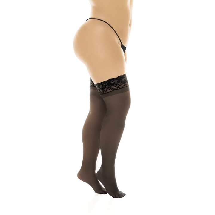 Bas en nylon sexy noir, grande taille, autofixant - Oralove