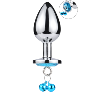 Plug bijou aluminium bleu avec clochettes Taille M JINGLE - Oralove