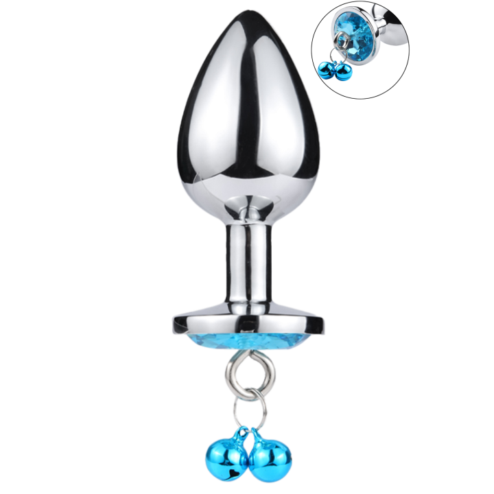 Plug bijou aluminium bleu avec clochettes Taille M JINGLE - Oralove
