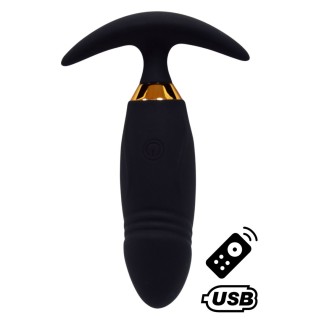 PEACH, Plug Vibrant noir long USB avec télécommande, dans un silicone médical doux et lisse - Oralove