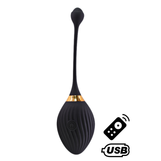 WAVE, Un Œuf vibrant noir USB avec télécommande, dans un silicone médical doux et lisse - Oralove