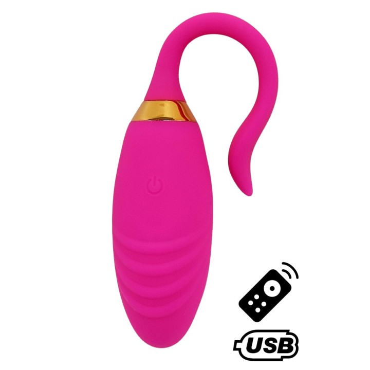 PLEASURE, Un Œuf vibrant USB avec télécommande, dans un silicone médical doux et rainuré - Oralove