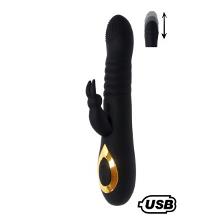 TWIST 2 Noir, Vibromasseur Rabbit va-et-vient USB en silicone médical, doté de 18 modes de stimulation - Oralove