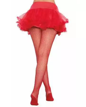 Red fishnet tights with reinforced feet - DG0257HRED