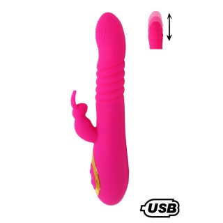 TWIST 2 Rose, Vibromasseur Rabbit va-et-vient USB en silicone médical, doté de 18 modes de stimulation - Oralove