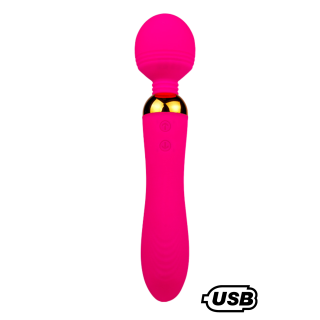 SHAKE Rose, Vibromasseur Wand USB en silicone médical avec 2 puissants moteurs indépendants - Oralove