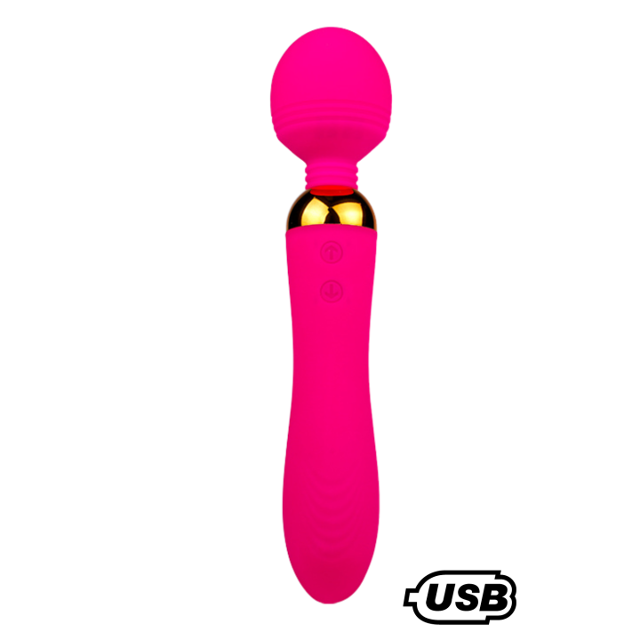SHAKE Rose, Vibromasseur Wand USB en silicone médical avec 2 puissants moteurs indépendants - Oralove