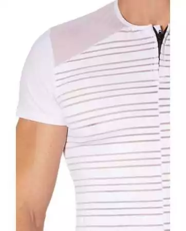 Striped white T-shirt opaque and transparent - LM906-81WHT