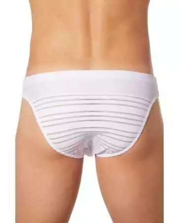 Opaque and transparent white striped briefs - LM906-61WHT